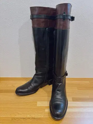 VELETTO 바이컬러 가죽 롱 부츠 22.5cm