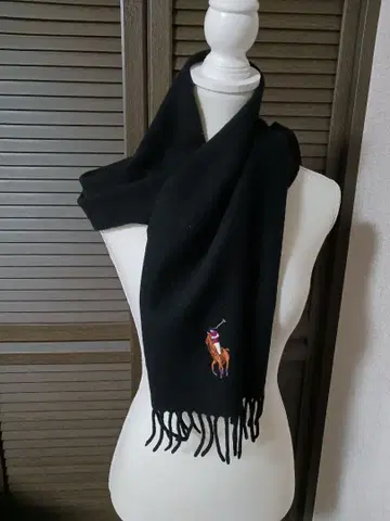 [클리닝 완료] 랄프 로렌 머플러 블랙 길이 약 150cm
