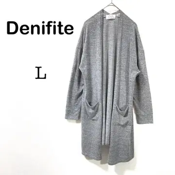 [ Denifite ] 긴팔 가디건 그레이 계열 여성용 앞 포켓 심플 L