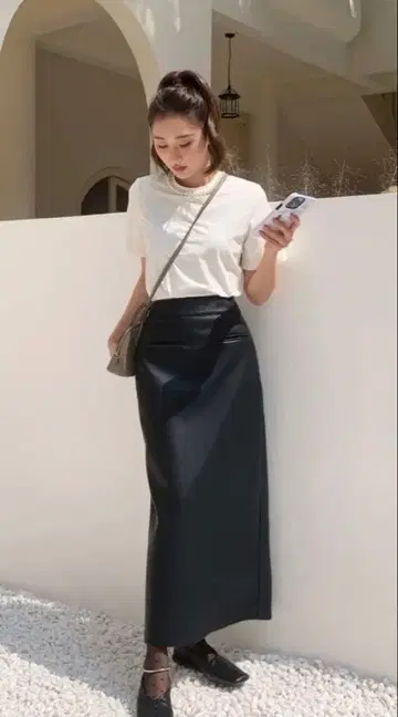 미개봉 birthday bash 블랙 가죽 타이트 스커트 슬릿