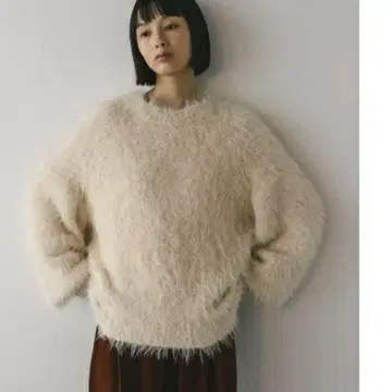 STYLEMIXER 스타일 미키서 헤어리 네프 니트 크림색