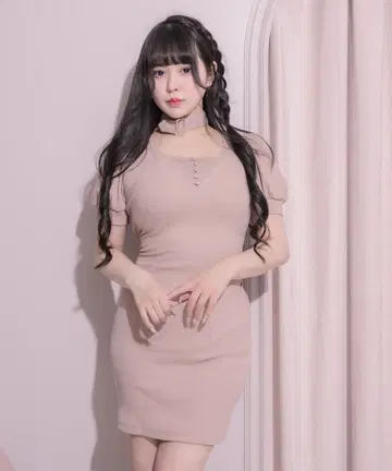 pium 백리본 초커 컷 원피스