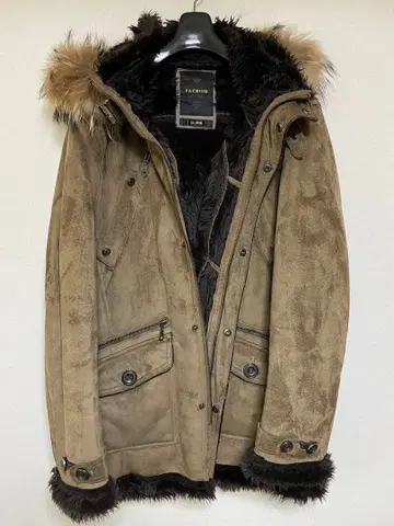 브라운 스웨이드 퍼 자켓