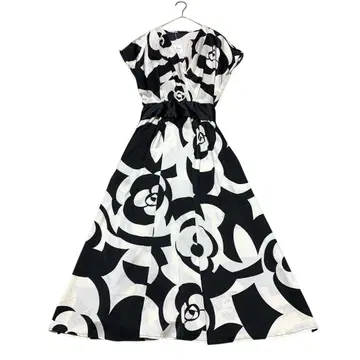 미착용 카슈쿨 롱 원피스 올 패턴 장미 패턴 [ XL ] 프렌치 슬리브