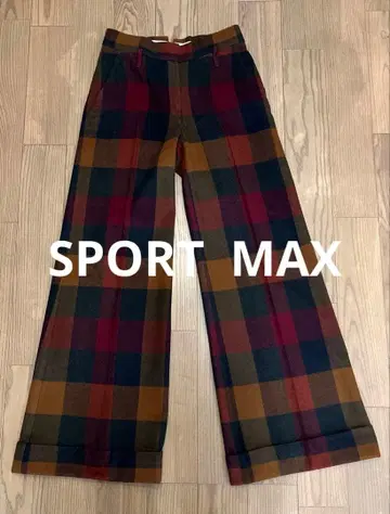 SPORTMAX 체크 무늬 와이드 팬츠 36 사이즈
