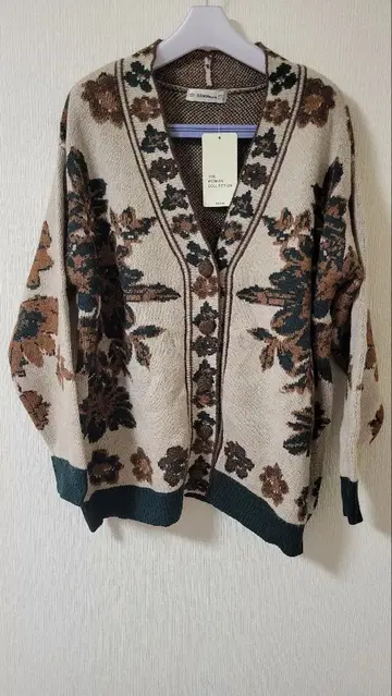 꽃무늬 니트 레트로 가디건 긴팔