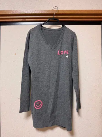 QVC &LOVE 앤러브 옷장 그레이 V넥 스웨터 니트 M