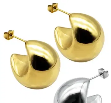 갑환 심플 스테인리스 후프 귀걸이 골드