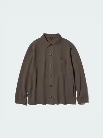 유니클로 밀라노 리브 셔츠 가디건 M 사이즈 다크 브라운