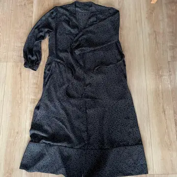 블랙 꽃무늬 롱 셔츠 원피스