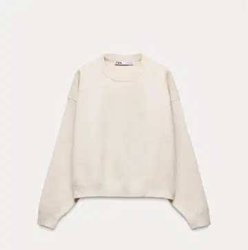자라 베이직 플레인 니트 스웨트 셔츠 에크루