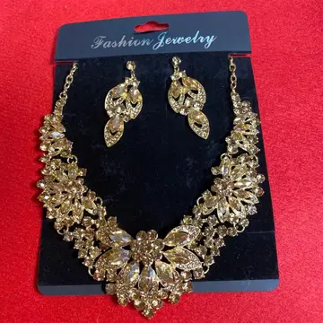 앰버 엑스퀴지트 고져스 목걸이 귀걸이 샴페인 골드