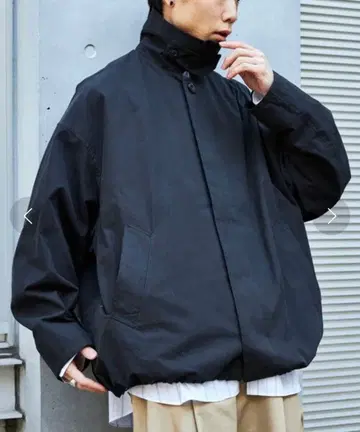 한정판 전개 빅 실루엣 숏 길이 스탠 칼라 블루종