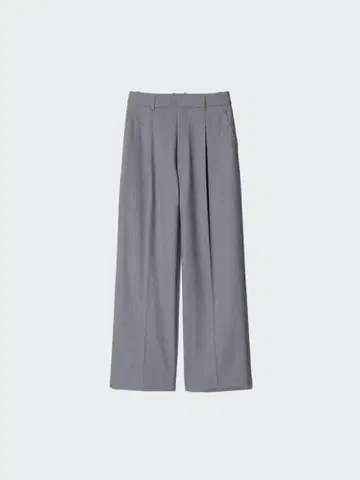 유니클로 턱 와이드 팬츠 그레이