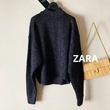 새상품/자라*내추럴 윤기 라메 두툼한 터틀넥 와이드 니트*