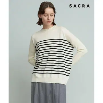 SACRA 아이보리 블랙 스트라이프 니트