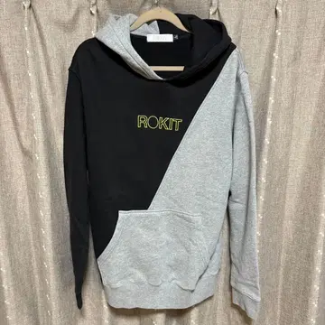 y110901 ROKIT 후드티 블랙 그레이 비대칭 L