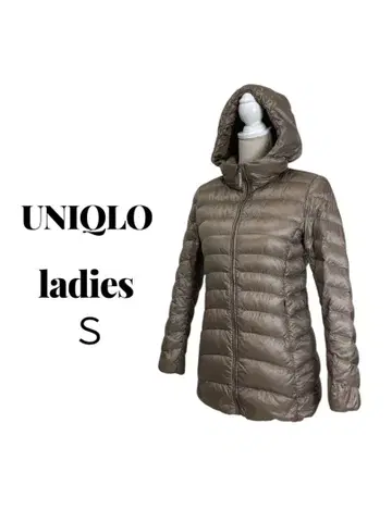 UNIQLO 유니클로 울트라 라이트 다운 롱 후드 부착 옅은 브라운 S