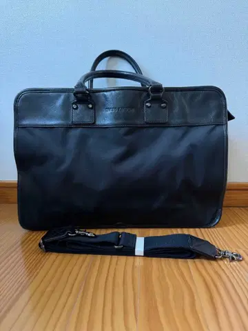 다케오 키쿠치 비즈니스 백 블랙 나일론/가죽