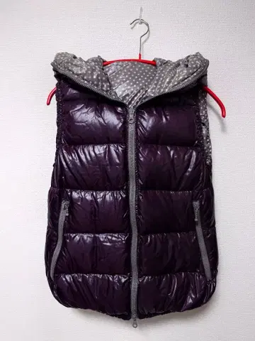 DUVETICA 퍼플 후드 부착 리버서블 다운 베스트