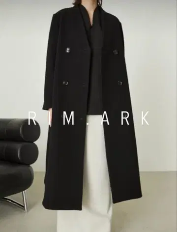 림아크 블랙 롱 코트 22FW 노카라 38