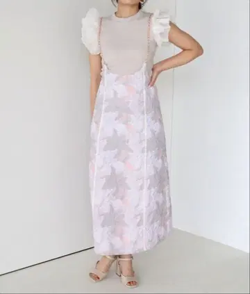 로얄 파티 체인 스트랩 자카드 오버롤 스커트