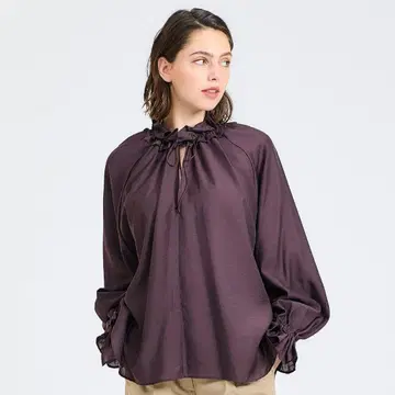 에스트네이션 스키퍼 프릴 블라우스 보르도