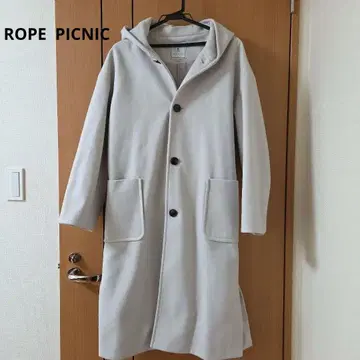 ROPE 피크닉 아우터 저리 멜톤 후드 롱 코트