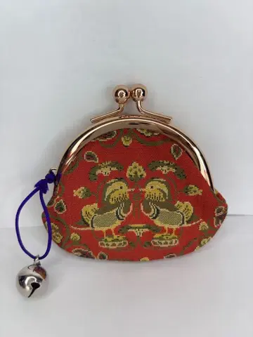 타츠무라 미술 직물 종 달린 코인 주머니 원앙 당초 문 금직
