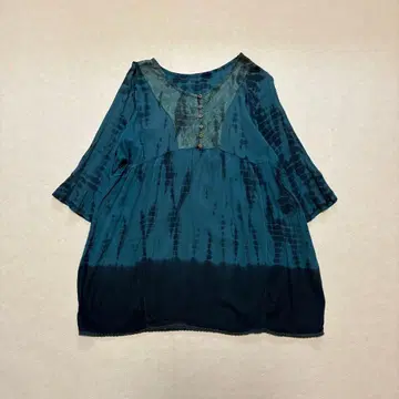 00's 빈티지 청록색 타이다이 패턴 튜닉 에스닉 y2k