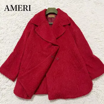 새상품급 아메리 체스터 코트 아우터 샤기 울 빨간색
