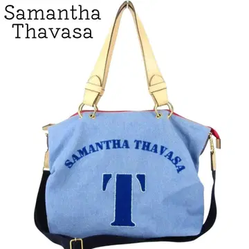 사만다 타바사 토트백 2way 스트라이프 블루 핑크 숄더