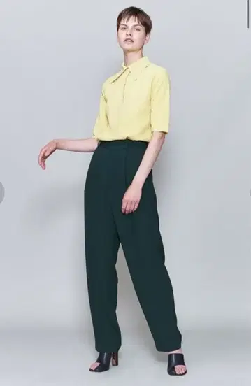 6 ROKU GEORGETTE TUCK PANTS 블랙