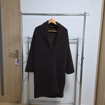 다크 브라운 울 혼방 롱 코트