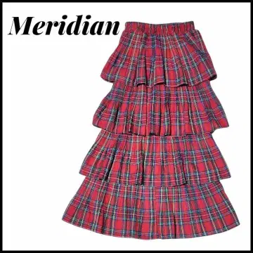 새상품급 Meridian 메리디안 캉캉 스커트 체크 빨간색
