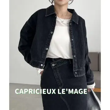 새상품급 카프리슈레마쥬 숏 데님 자켓 블랙
