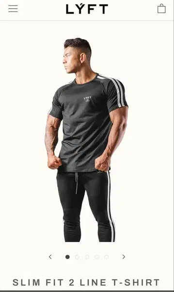[ 인기 ] LYFT 슬림 핏 2 라인 T 셔츠 L