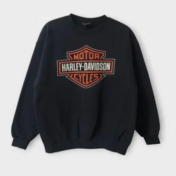 00s 할리데이비슨 로고 프린트 맨투맨 페이드 블랙 L~XL