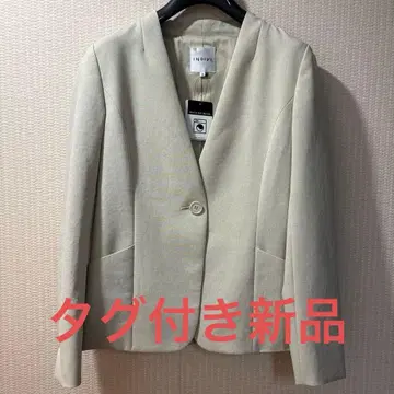 [ 택 포함 새상품 ] [ 세탁 가능 ] INDIVI 베이지 노카라 자켓