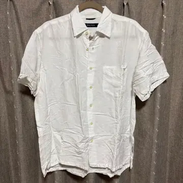 y110903 NAUTICA 반팔 셔츠 화이트 린넨 포켓 L