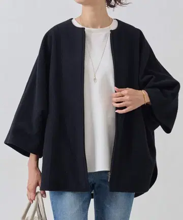 컨디션 최상 BEARDSLEY 울 판초 코트 네이비