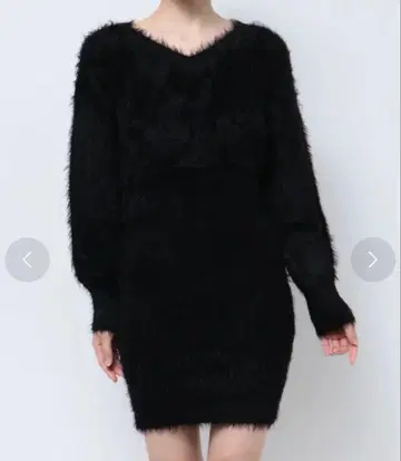 리젝시 샤기 미니 원피스 니트 블랙