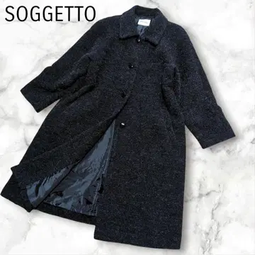 새상품급 SOGGETTO 다크 그레이 롱 코트 알파카 혼방 맥시 길이