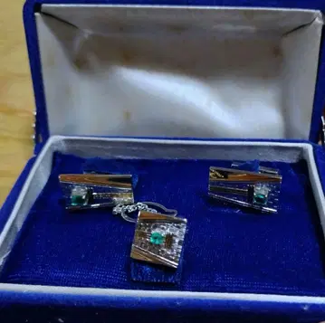 실버 커프스 단추 넥타이핀