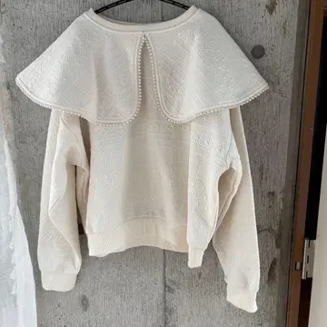 도노반 DONOBAN 펄 칼라 자카드 맨투맨 화이트