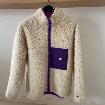 Champion 플리스 자켓 M 크림 퍼플