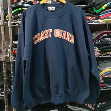 USA 구제 의류 COAST GUARD 와펜 로고 자수 맨투맨