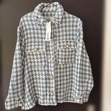 ZARA 블루 화이트 체크 자켓
