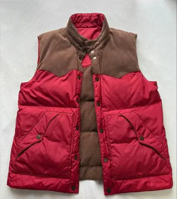 Eddie Bauer 리버서블 베스트 코듀로이 나일론 적갈색