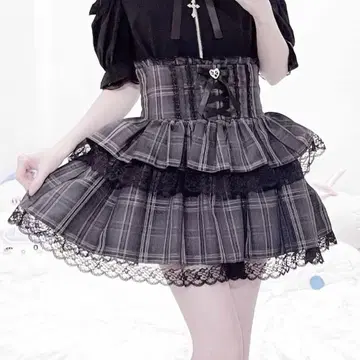 MA*RS 하이웨스트 스핀들 볼륨 치마바지 그레이